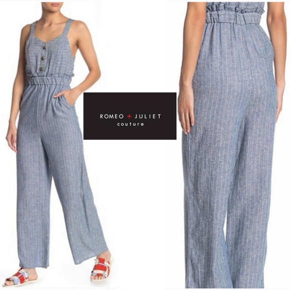 Romeo & Juliet Couture Pants - Striped Linen Jumpsuit Romeo & Juliet Couture NWT Spring Summer Fashion